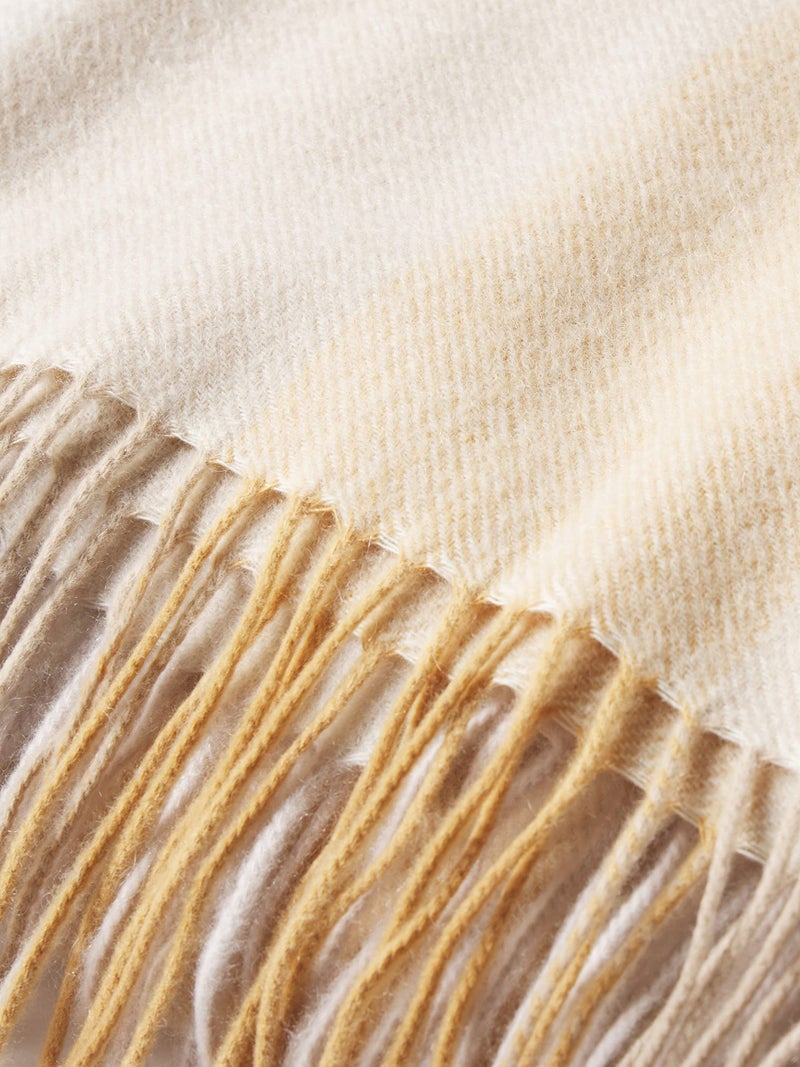 State Cashmere Multicolored Striped Home Throw Blanket with Decorative Fringe 100% Pure Cashmere Ultra Soft Accent Blanket for Couch, Sofa & Bed (Eggshell/Tan/Marigold, 70"x50") - Image 3